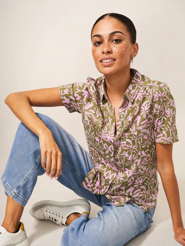 Women SHIRTS and BLOUSES White Stuff Penny Pocket Cotton Jersey Shirt Green Multi Women SHIRTS and BLOUSES White Stuff Penny Pocket Cotton Jersey Shirt Green Multi