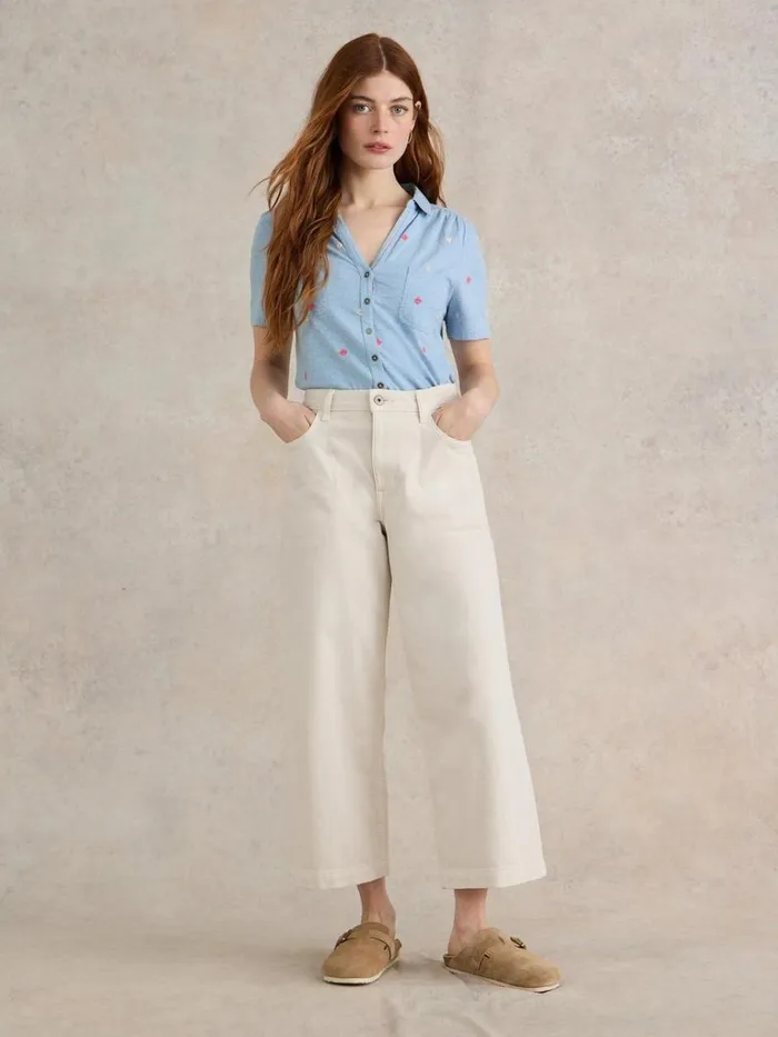 Women SHIRTS and BLOUSES White Stuff PENNY POCKET EMBROIDERED SHIRT Blue Multi