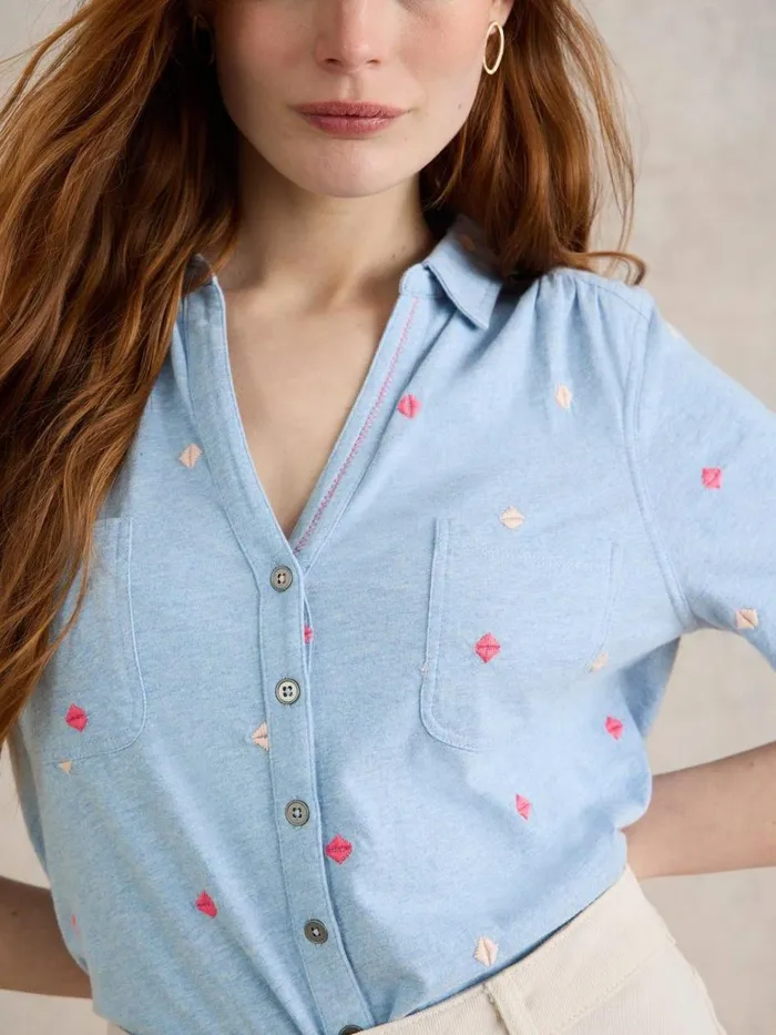 Women SHIRTS and BLOUSES White Stuff PENNY POCKET EMBROIDERED SHIRT Blue Multi Women SHIRTS and BLOUSES White Stuff PENNY POCKET EMBROIDERED SHIRT Blue Multi