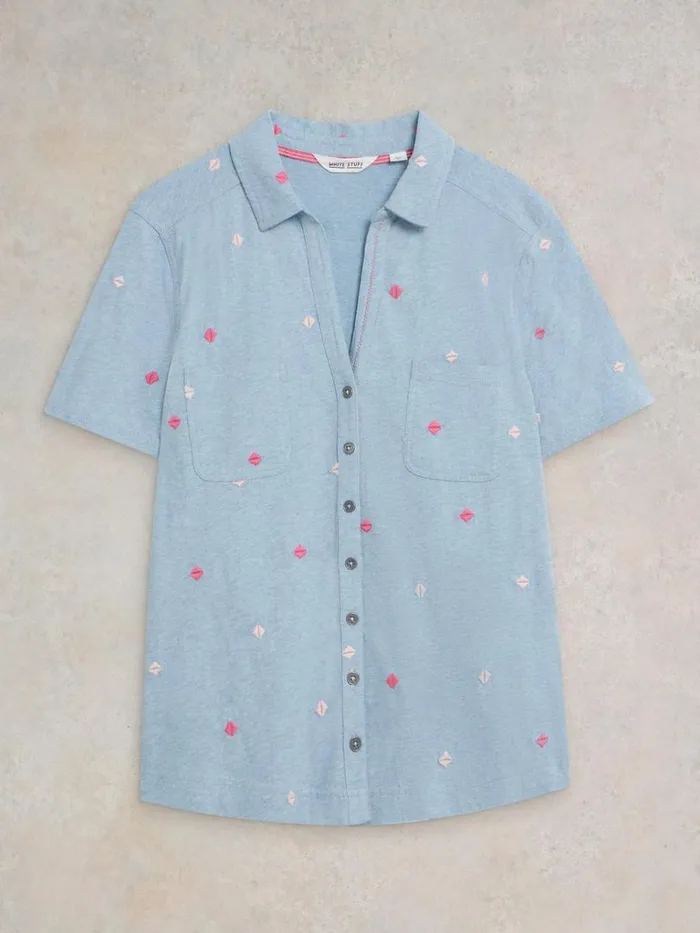 Women SHIRTS and BLOUSES White Stuff PENNY POCKET EMBROIDERED SHIRT Blue Multi Women SHIRTS and BLOUSES White Stuff PENNY POCKET EMBROIDERED SHIRT Blue Multi