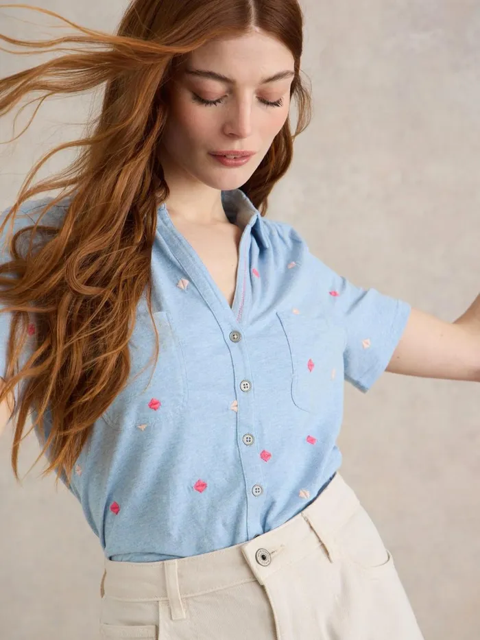 Women SHIRTS and BLOUSES White Stuff PENNY POCKET EMBROIDERED SHIRT Blue Multi Women SHIRTS and BLOUSES White Stuff PENNY POCKET EMBROIDERED SHIRT Blue Multi
