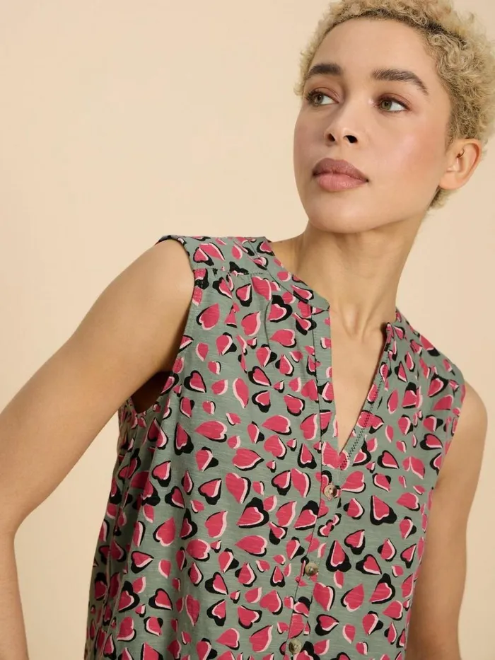 Women SHIRTS and BLOUSES White Stuff TULIP JERSEY SLEEVELESS SHIRT Teal Print