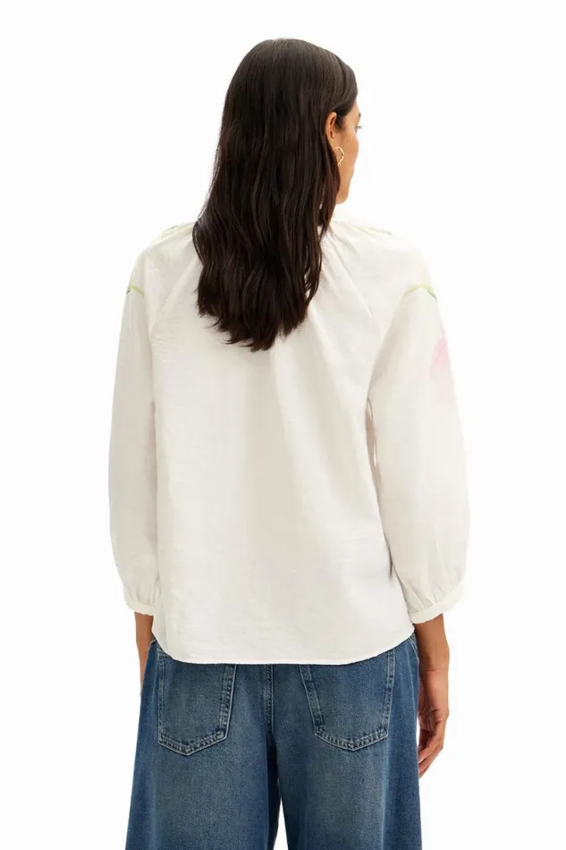 Women Shirts And Blouses Desigual Flowy Blouse With Watercolor Floral Print