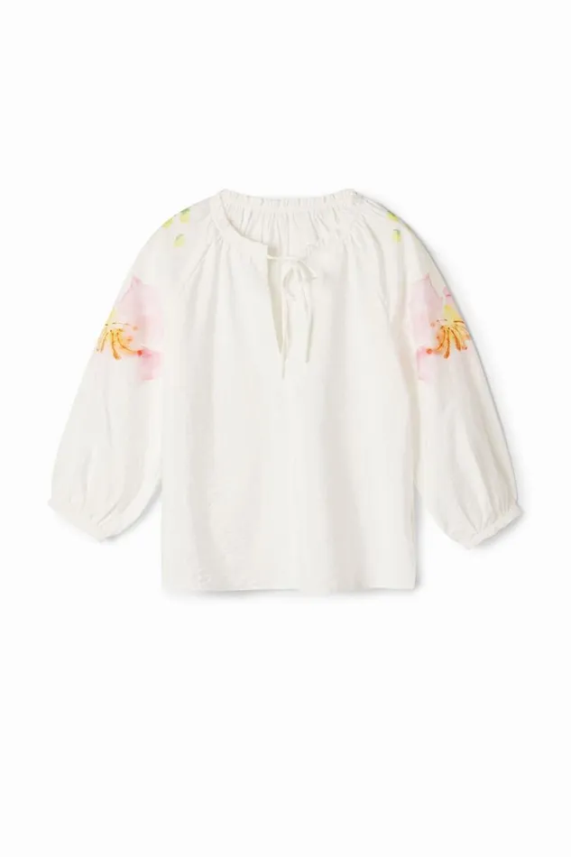 Women Shirts And Blouses Desigual Flowy Blouse With Watercolor Floral Print