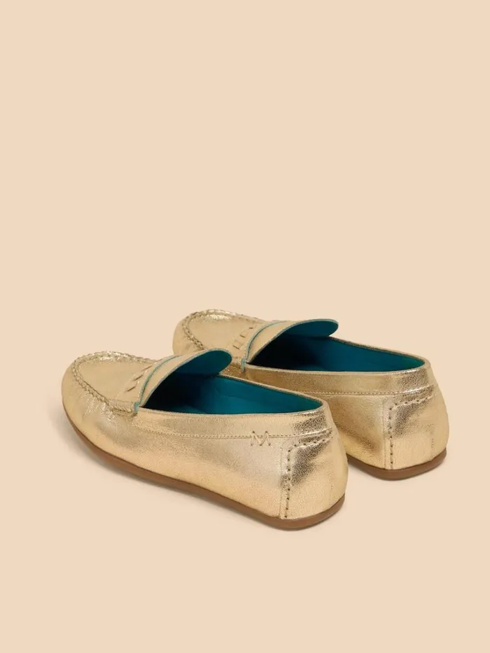 Women SHOES White Stuff Mayflower Suede Moccasin Gold Tone Metallic Women SHOES White Stuff Mayflower Suede Moccasin Gold Tone Metallic