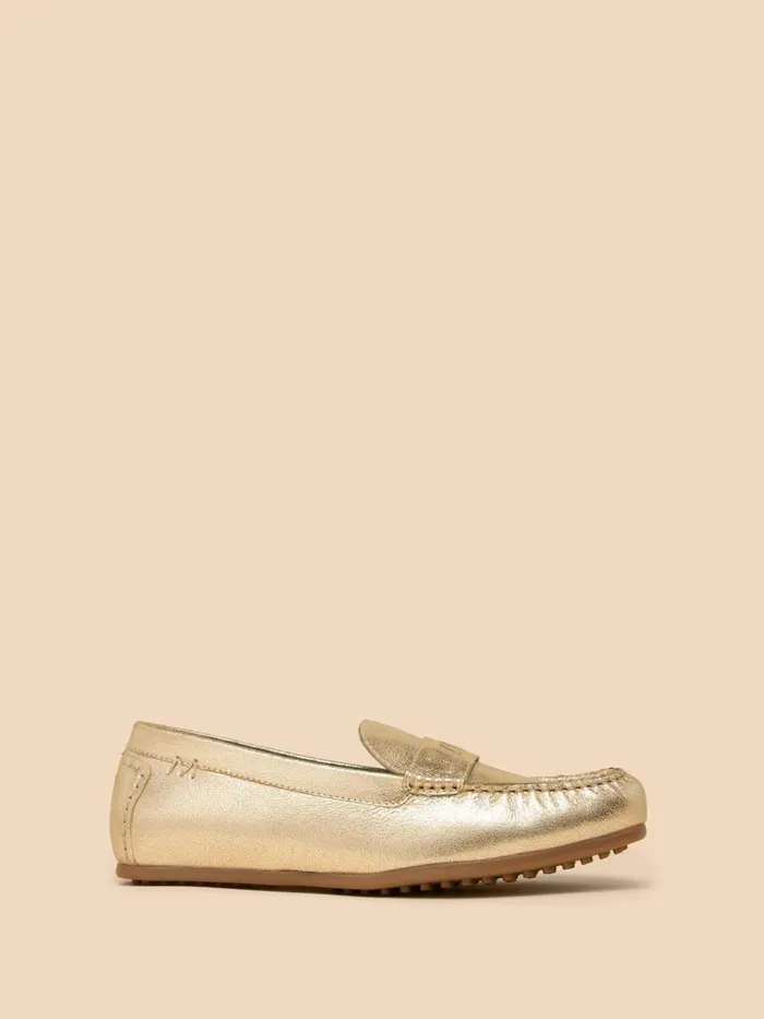 Women SHOES White Stuff Mayflower Suede Moccasin Gold Tone Metallic Women SHOES White Stuff Mayflower Suede Moccasin Gold Tone Metallic