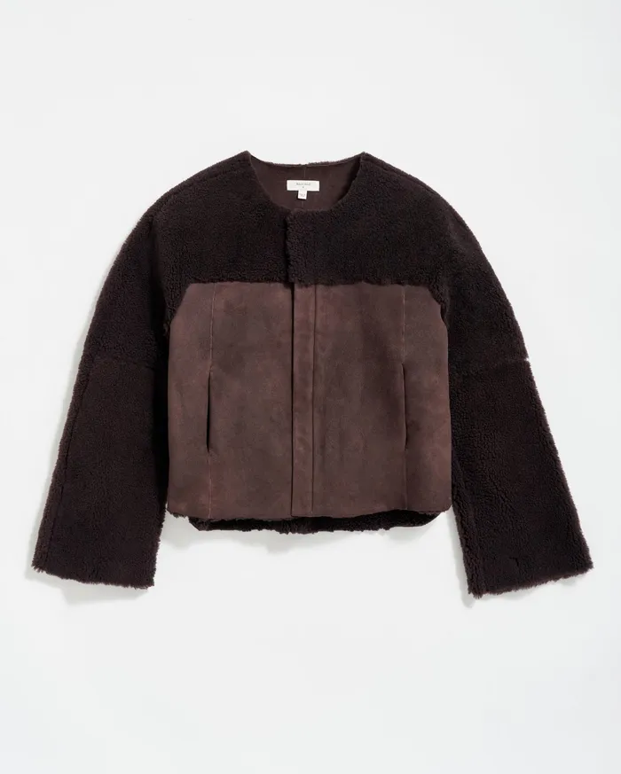Women Short Shearling Jacket Coffee Bean Billy Reid Jackets and Outerwear