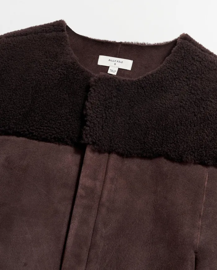 Women Short Shearling Jacket Coffee Bean Billy Reid Jackets and Outerwear