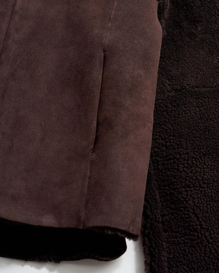 Women Short Shearling Jacket Coffee Bean Billy Reid Jackets and Outerwear