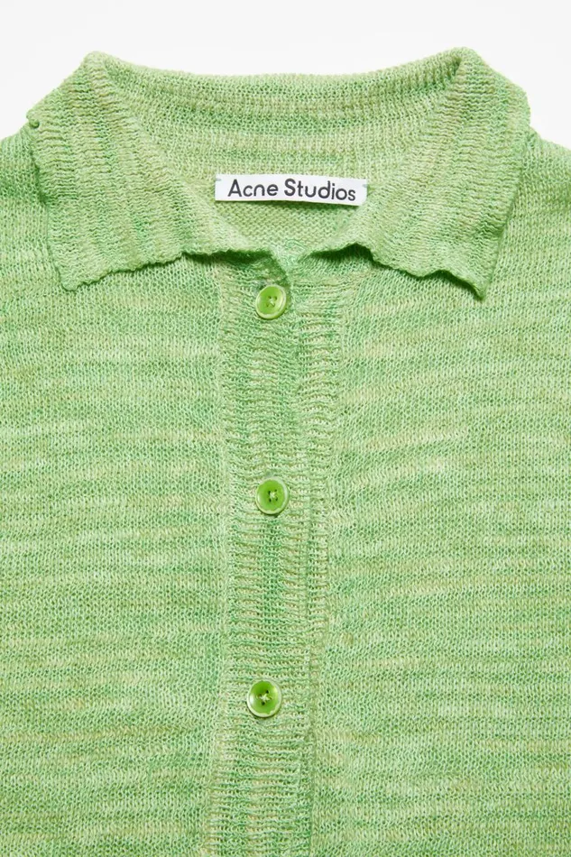 Women Short Sleeve Cardigan Bright Green Acne Studios Knitwear