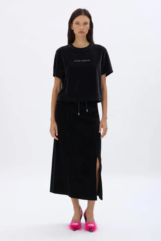 Women Shortsleeved Velvet Tshirt Black Black Sonia Rykiel TShirts