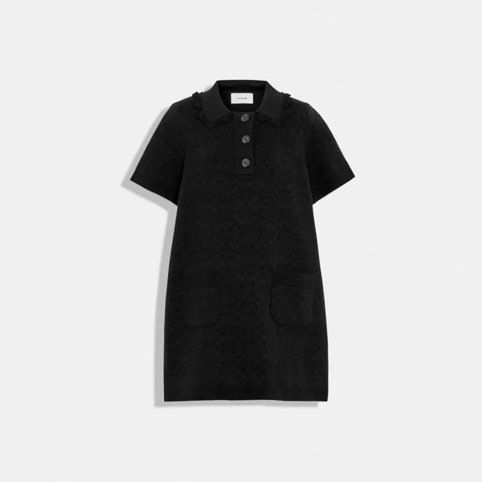 Women Signature Knit Dress Black Signature Coach Dresses
