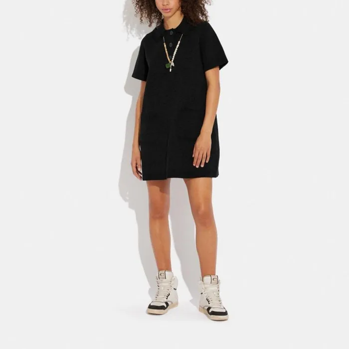 Women Signature Knit Dress Black Signature Coach Dresses