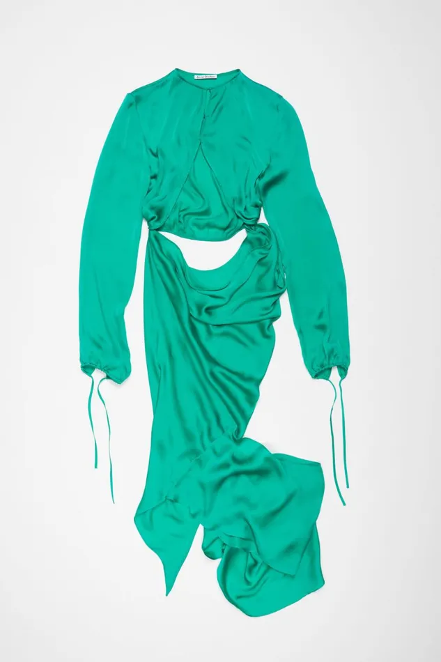 Women Silk Cutout Dress Jade Green Acne Studios Dresses