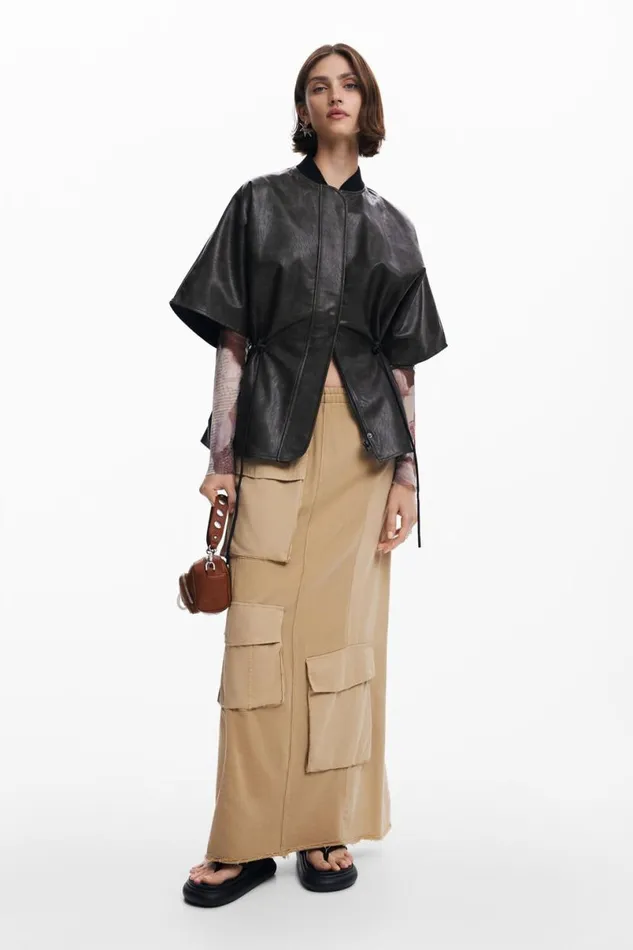 Women Skirts Desigual Long Cargo Knit Skirt