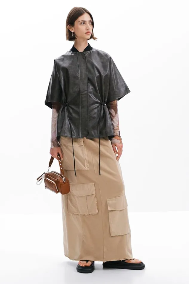 Women Skirts Desigual Long Cargo Knit Skirt