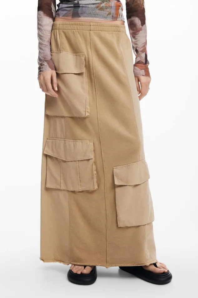 Women Skirts Desigual Long Cargo Knit Skirt