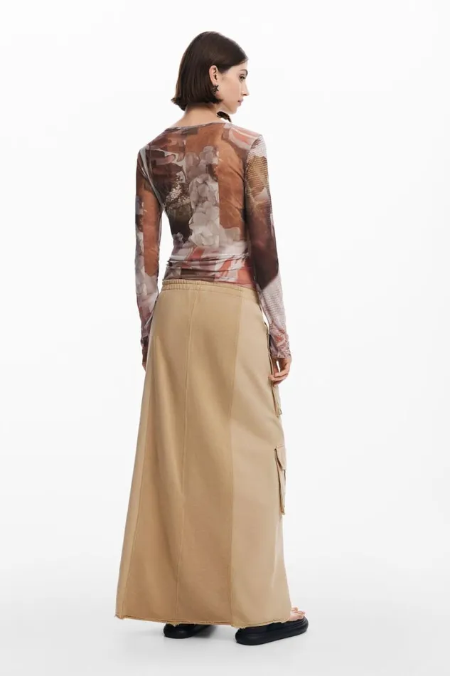 Women Skirts Desigual Long Cargo Knit Skirt