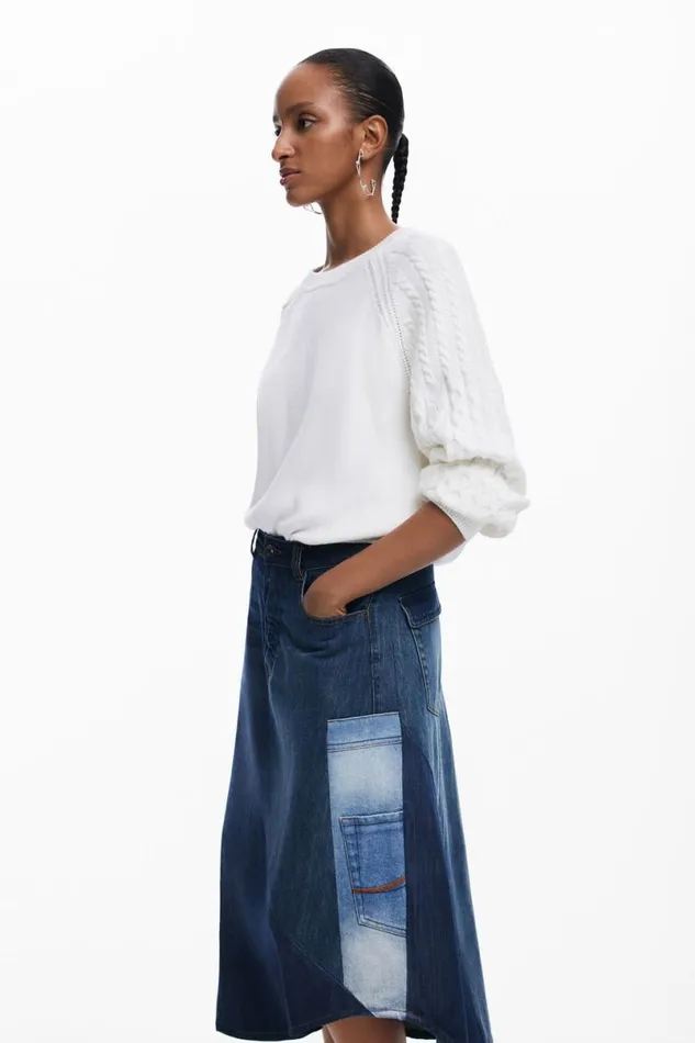 Women Skirts Desigual Patchwork Denim Skirt