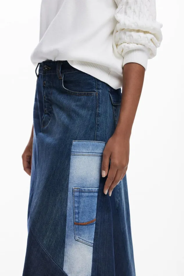 Women Skirts Desigual Patchwork Denim Skirt