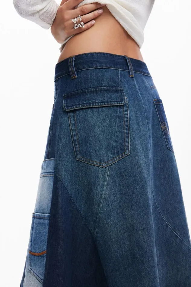 Women Skirts Desigual Patchwork Denim Skirt
