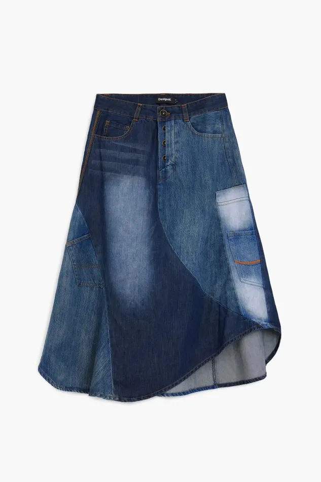 Women Skirts Desigual Patchwork Denim Skirt
