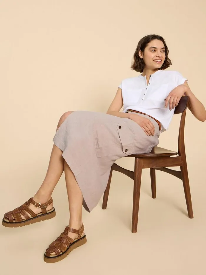Women SKIRTS White Stuff Arabella Linen Blend Skirt Light Natural