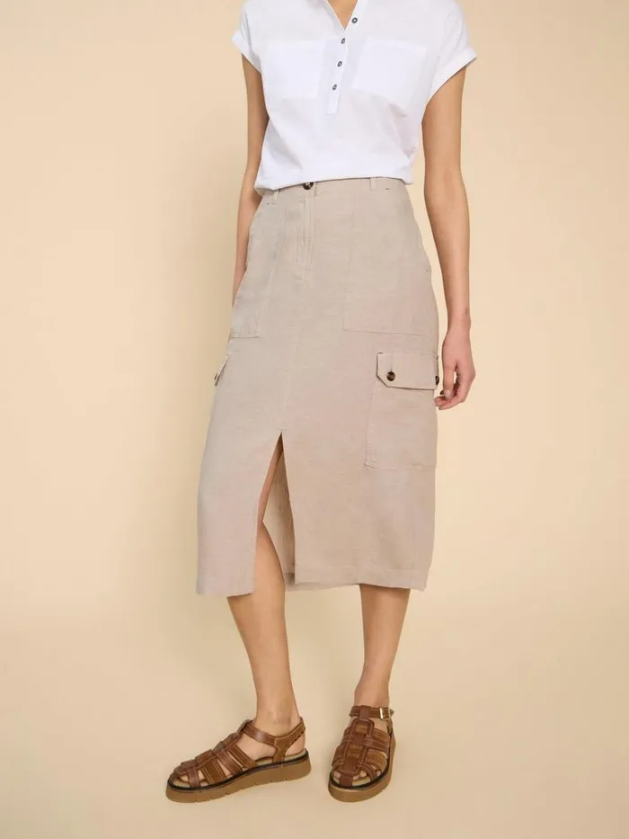 Women SKIRTS White Stuff Arabella Linen Blend Skirt Light Natural