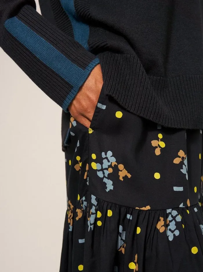 Women SKIRTS White Stuff Jamima Eco Vero Midi Skirt Black Multi