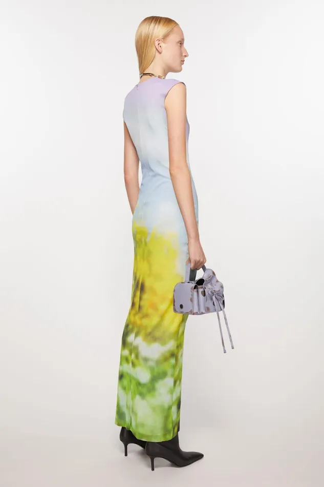 Women Sleeveless Dress Blurred Print Purpleyellow Acne Studios Dresses
