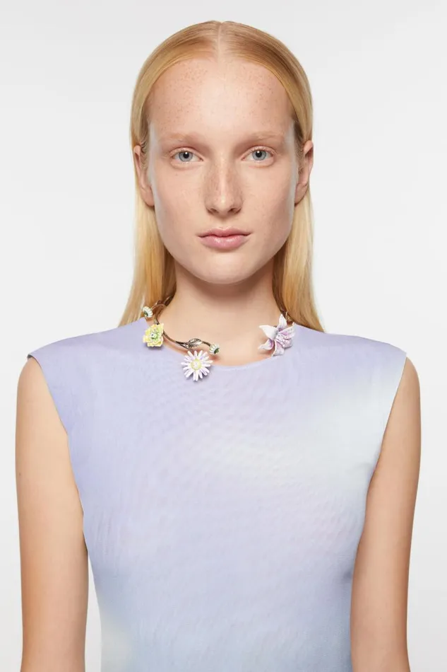 Women Sleeveless Dress Blurred Print Purpleyellow Acne Studios Dresses