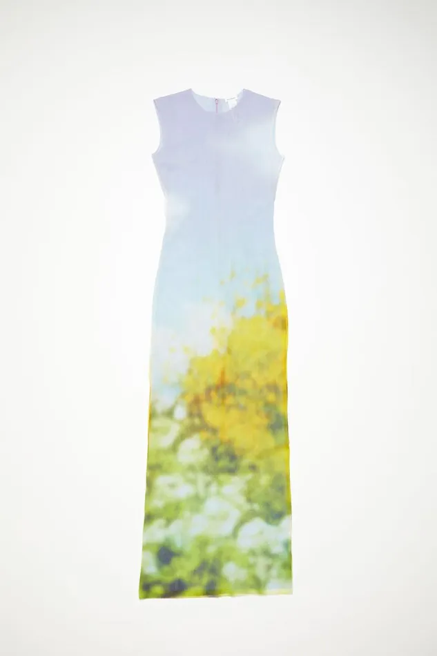 Women Sleeveless Dress Blurred Print Purpleyellow Acne Studios Dresses