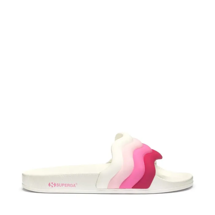 Women Slippers Woman 1908 SLIDES CURLY PADDED STRIPES SLIDE WHITESHADED PINK Superga Slippers