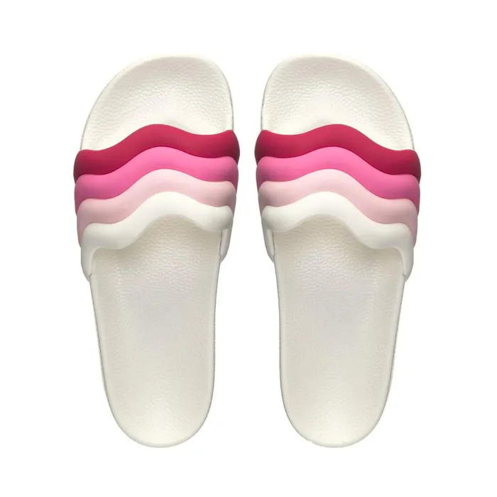 Women Slippers Woman 1908 SLIDES CURLY PADDED STRIPES SLIDE WHITESHADED PINK Superga Slippers