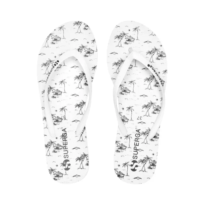 Women Slippers Woman 4121FANRBRW FlipFlop WHITEBLACK HAWAII Superga Flip Flops