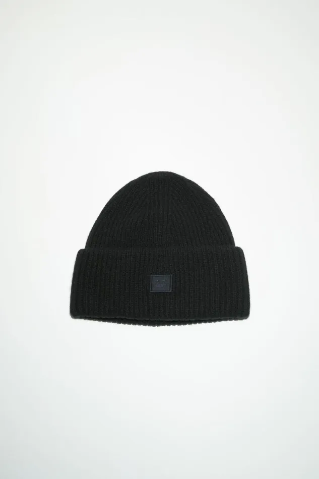 Women Small Face Logo Beanie Black Acne Studios Hats