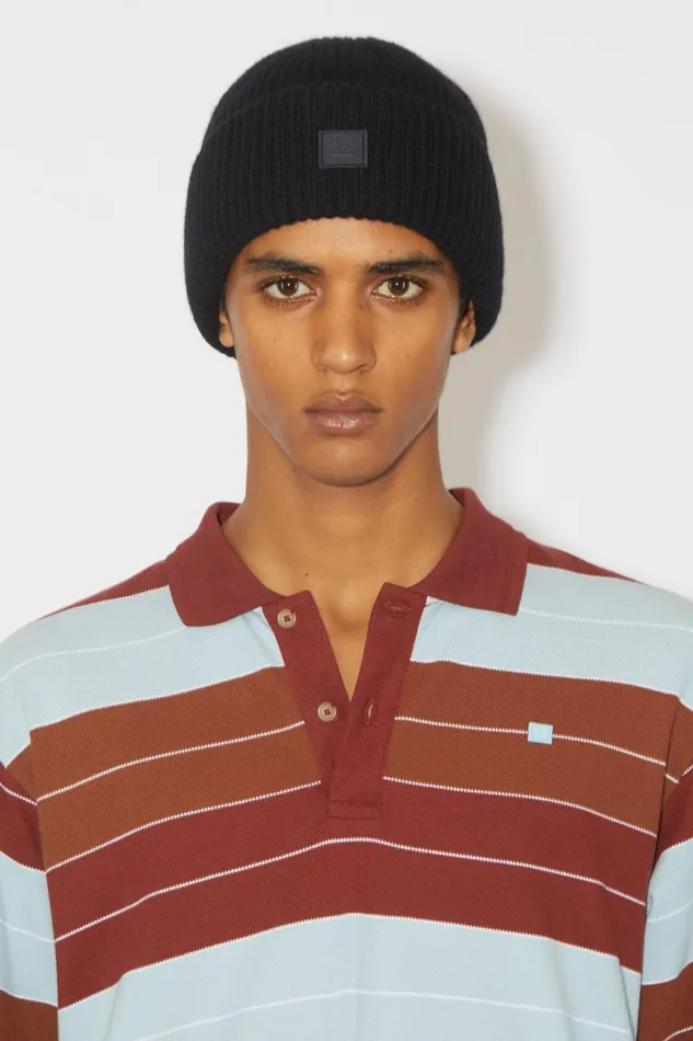 Women Small Face Logo Beanie Black Acne Studios Hats