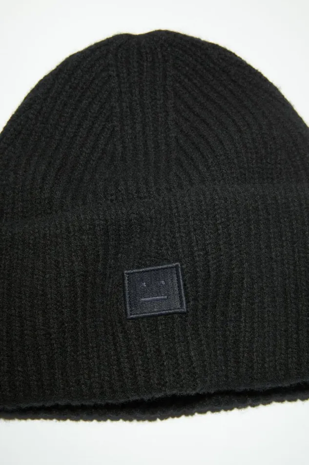 Women Small Face Logo Beanie Black Acne Studios Hats
