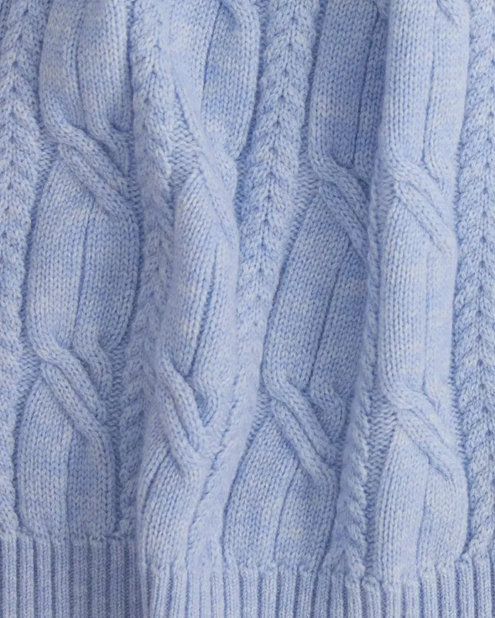 Women Sportscraft Hats Pearl Cable Beanie Blue Melange