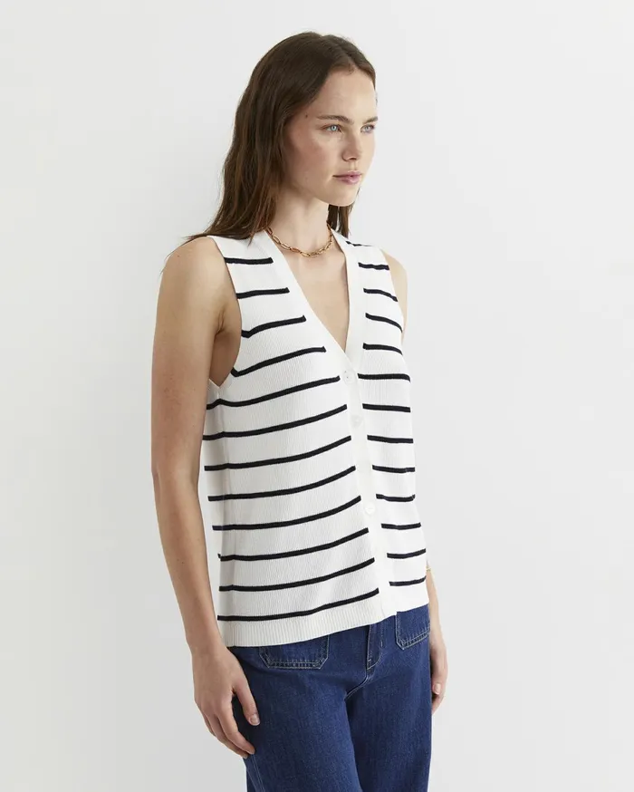 Women Sportscraft Knits and Cardigans Becky Cotton Vest Whitenavy