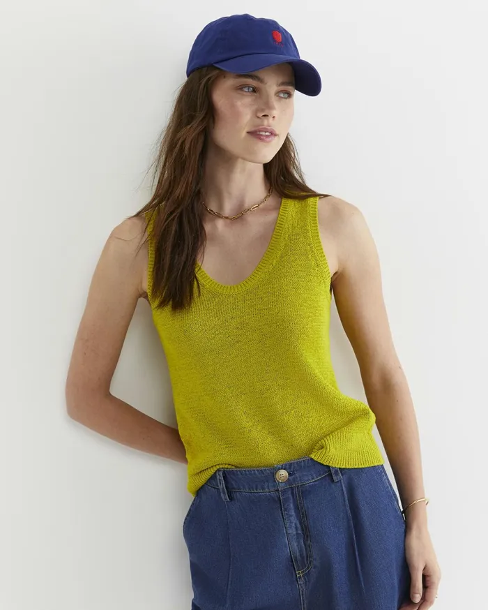 Women Sportscraft Knits and Cardigans Josie Tape Yarn Singlet Celery
