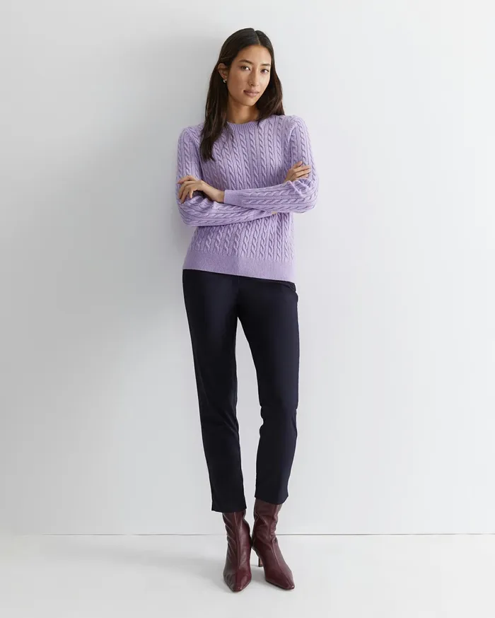 Women Sportscraft Knits and Cardigans Merino Wool Baby Cable Sweater Lavender