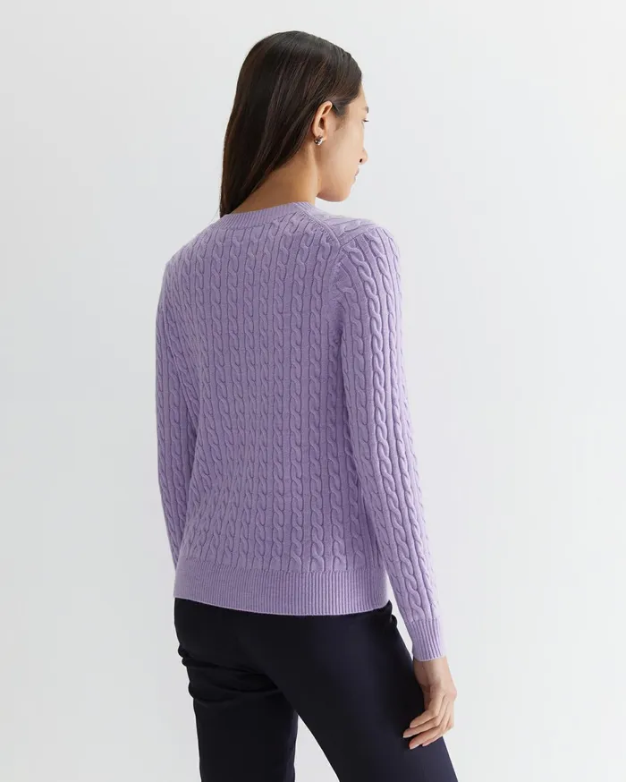 Women Sportscraft Knits and Cardigans Merino Wool Baby Cable Sweater Lavender