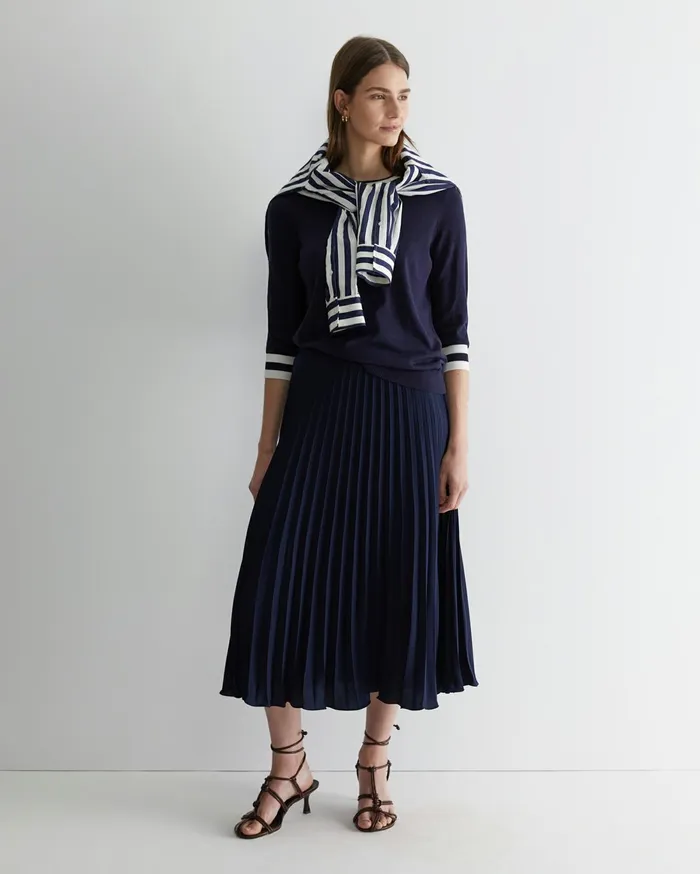 Women Sportscraft Skirts Andrea Pleat Midi Skirt Navy