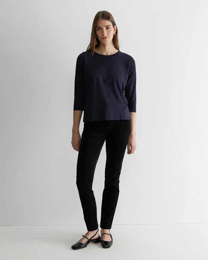 Women Sportscraft Tops and Tees Cotton Crew 3 Quarter Sleeve TShirt Navy