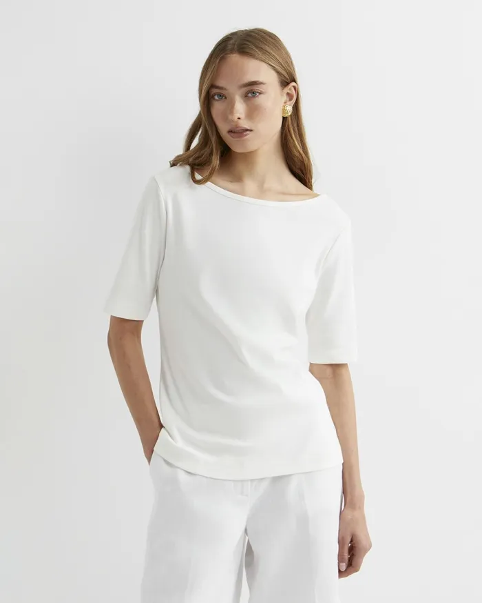 Women Sportscraft Tops and Tees Heidi Boat Neck Half Sleeve Tee White