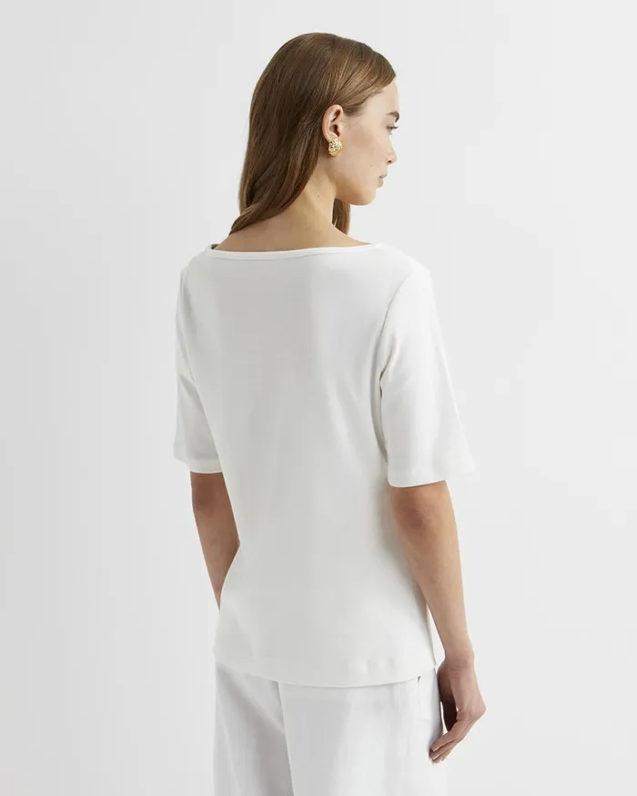 Women Sportscraft Tops and Tees Heidi Boat Neck Half Sleeve Tee White