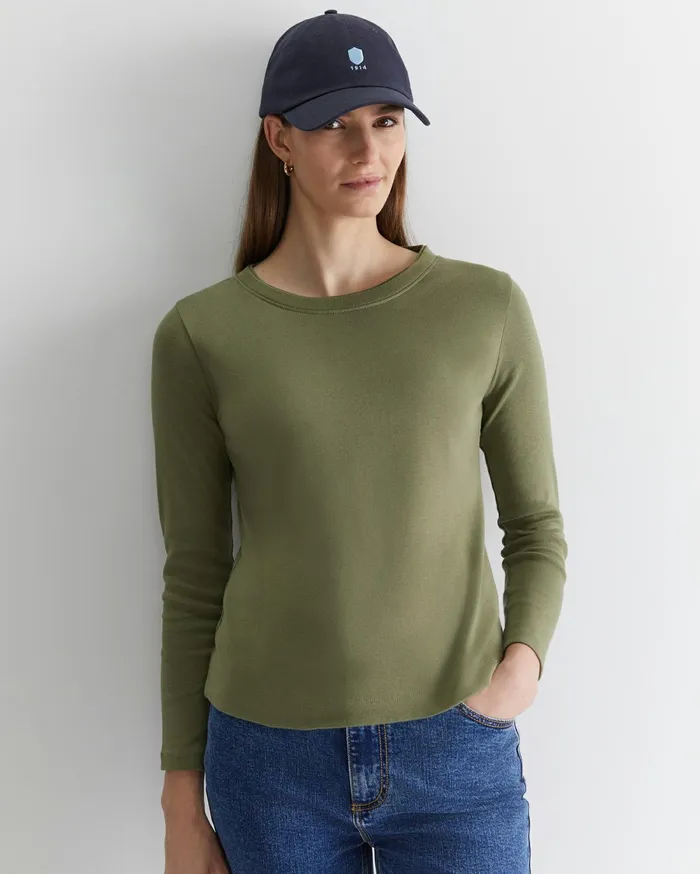 Women Sportscraft Tops and Tees Heidi Long Sleeve Rib Tee Khaki