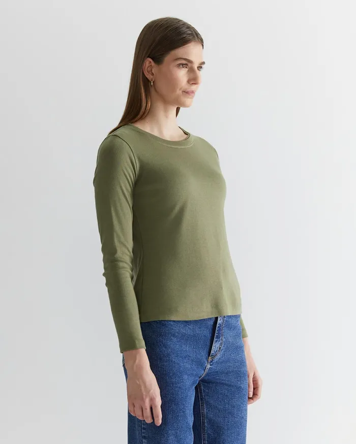 Women Sportscraft Tops and Tees Heidi Long Sleeve Rib Tee Khaki