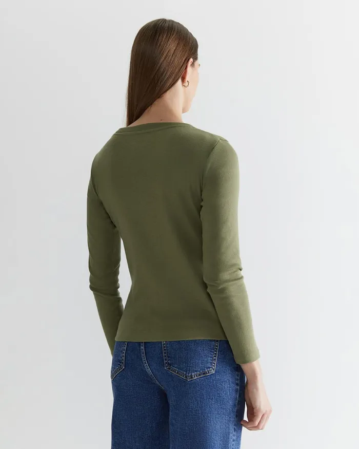 Women Sportscraft Tops and Tees Heidi Long Sleeve Rib Tee Khaki